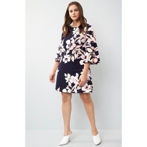 Eliza J ✨ Bell Cuff-Sleeved Floral Shift Dress Plus Size